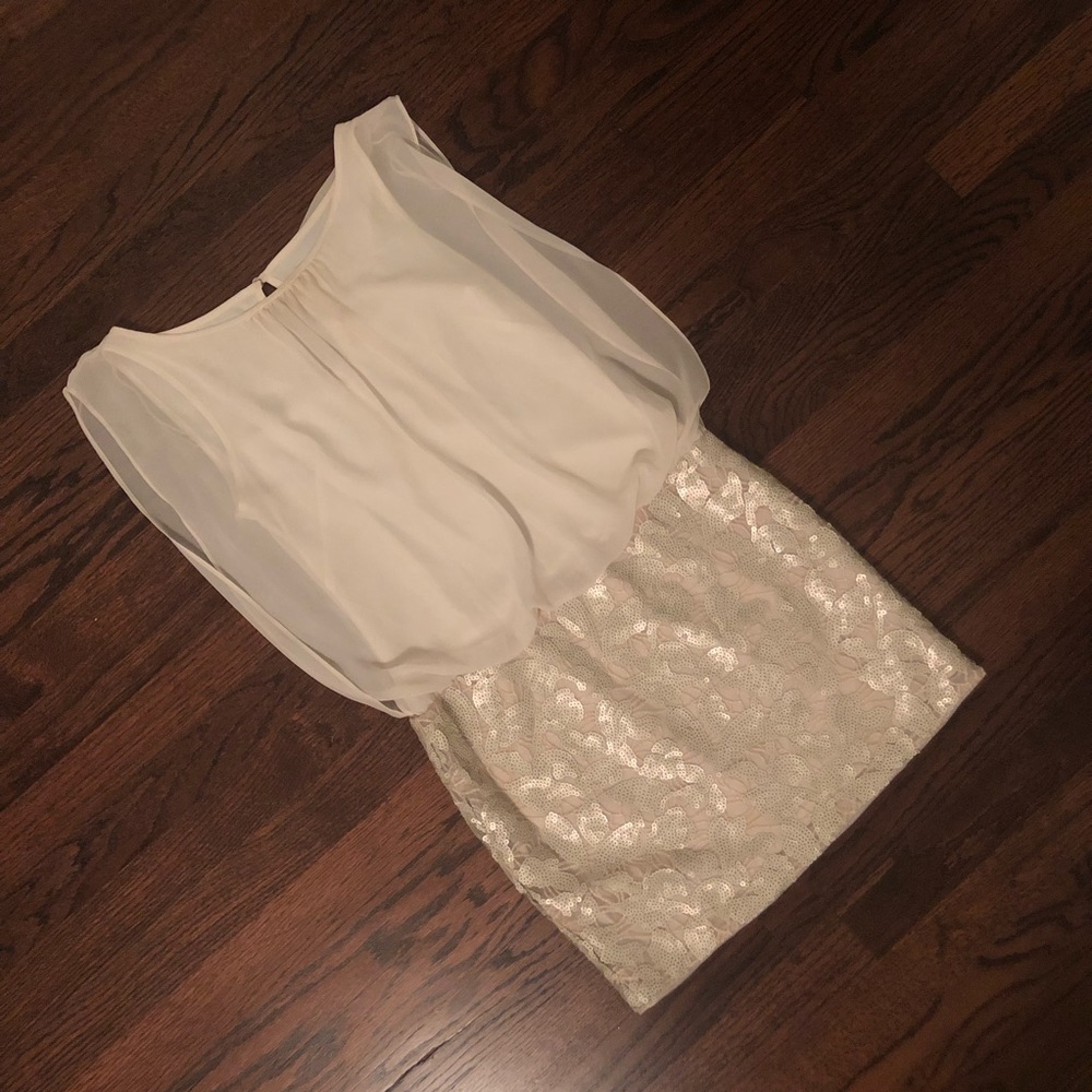 Sequin Embroidered off-white dress